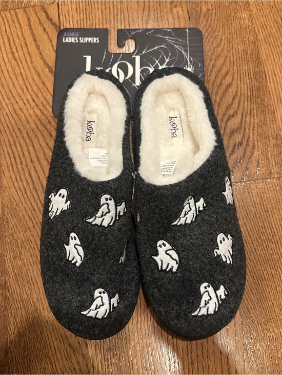 Kooba Shoes - Kooba Women Ghost Dark Gray Faux Fur Ladies Slippers Sz XL (9.5-10.5) Halloween